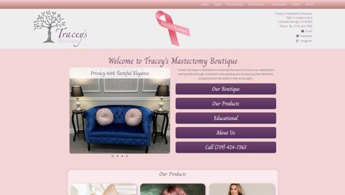 Customized Website for Tracey's Mastectomy Boutique